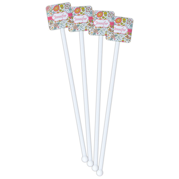 Wild Garden White Plastic Stir Stick - Single Sided - Square - Front