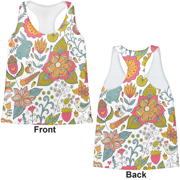 Wild Garden Womens Racerback Tank Tops - Medium - Front and Back