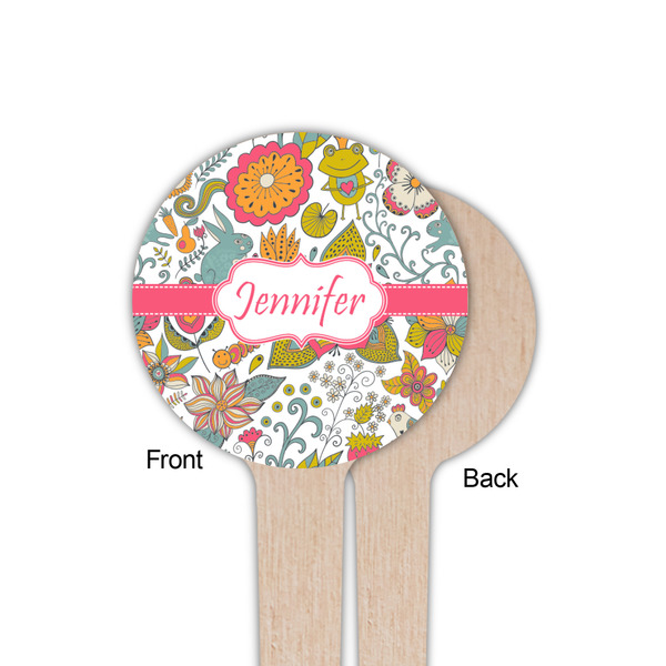 Wild Garden Wooden 4" Food Pick - Round - Single Sided - Front & Back