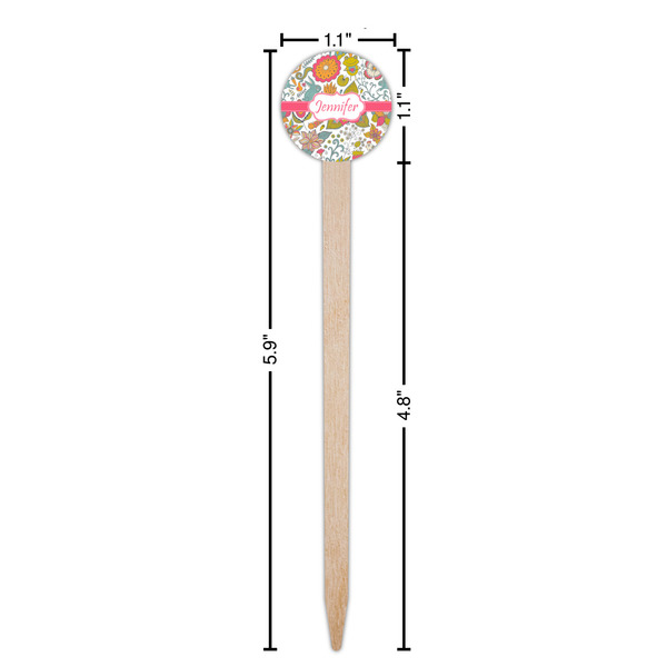 Wild Garden Wooden 6" Food Pick - Round - Dimensions