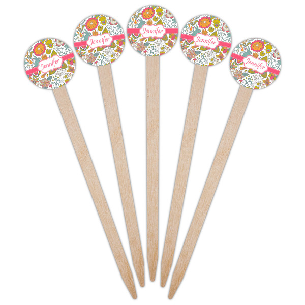 Wild Garden Wooden 6" Food Pick - Round - Fan View