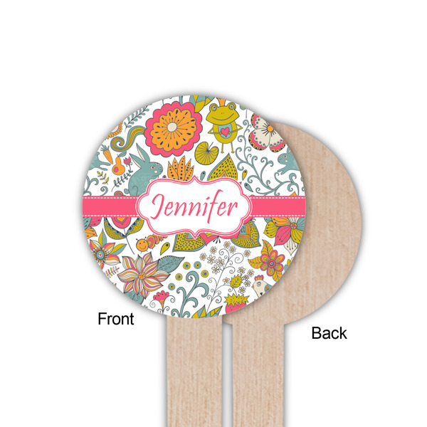 Wild Garden Wooden 6" Food Pick - Round - Single Sided - Front & Back