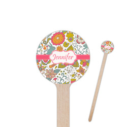 Wild Garden 7.5" Round Wooden Stir Sticks - Single Sided (Personalized)