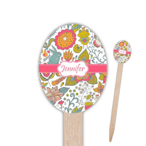Custom Wild Garden Oval Wooden Food Picks - Single Sided (Personalized)