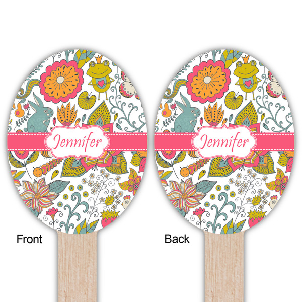 Wild Garden Wooden Food Pick - Oval - Double Sided - Front & Back