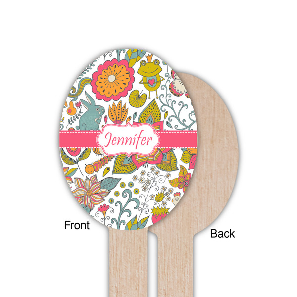 Wild Garden Wooden Food Pick - Oval - Single Sided - Front & Back