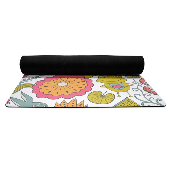 Wild Garden Yoga Mat Rolled up Black Rubber Backing