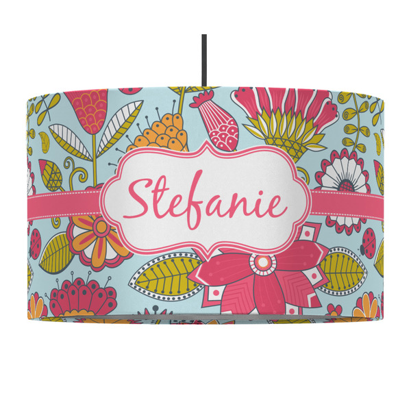Wild Flowers 12" Drum Lampshade - PENDANT (Fabric)