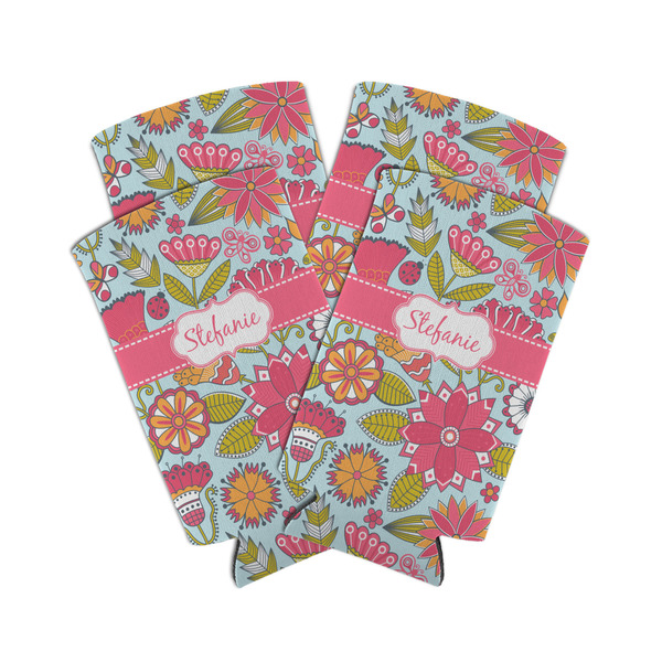 Custom Wild Flowers Can Cooler (tall 12 oz) - Set of 4 (Personalized)
