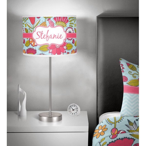 Wild Flowers 13 inch drum lamp shade - in room