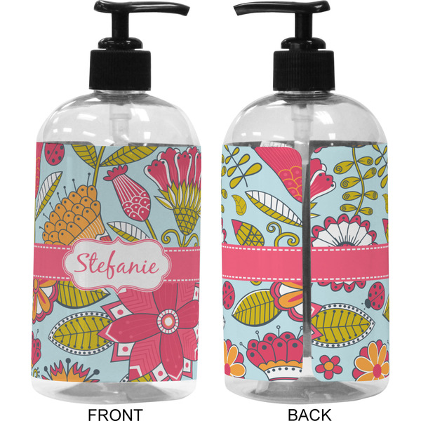 Wild Flowers 16 oz Plastic Liquid Dispenser (Approval)