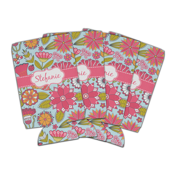 Custom Wild Flowers Can Cooler (16 oz) - Set of 4 (Personalized)
