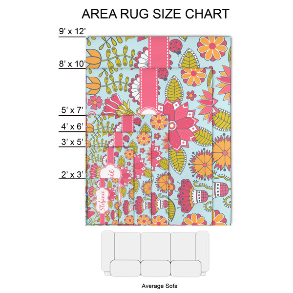 Wild Flowers 2'x3' Indoor Area Rugs - Size Chart