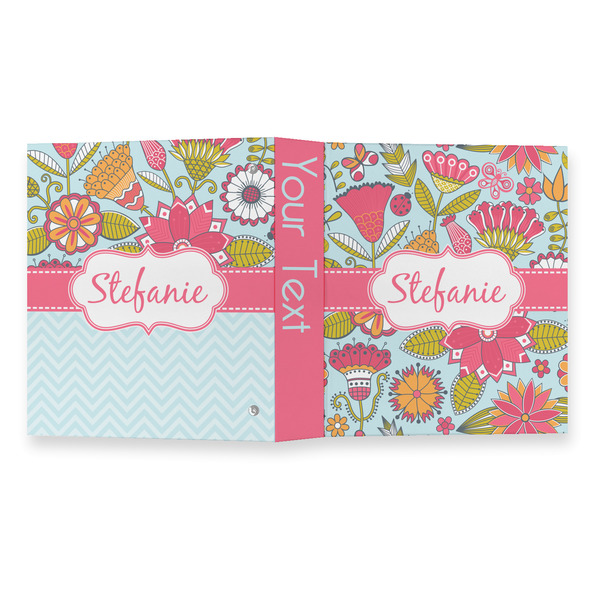Wild Flowers 3 Ring Binders - Full Wrap - 1" - OPEN OUTSIDE