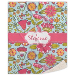 Wild Flowers Sherpa Throw Blanket (Personalized)