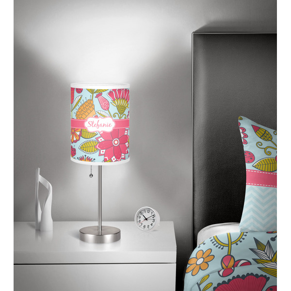 Wild Flowers 7 inch drum lamp shade - in room