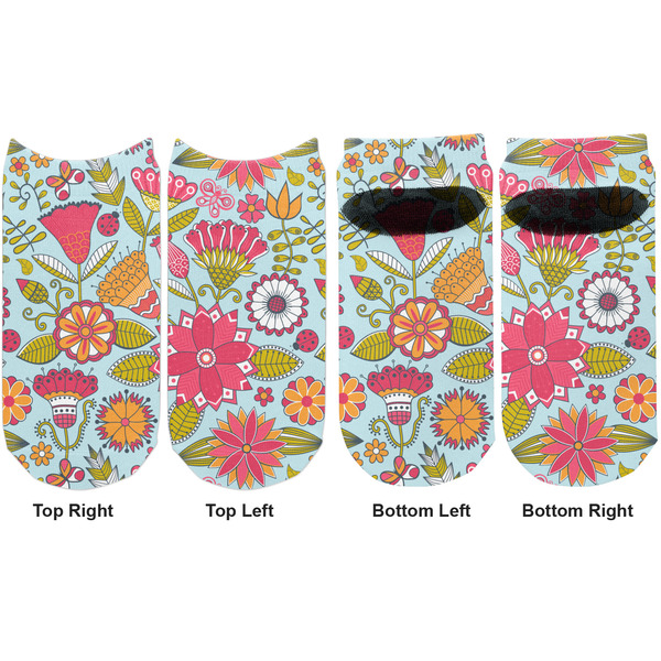 Wild Flowers Adult Ankle Socks - Double Pair - Front and Back - Apvl