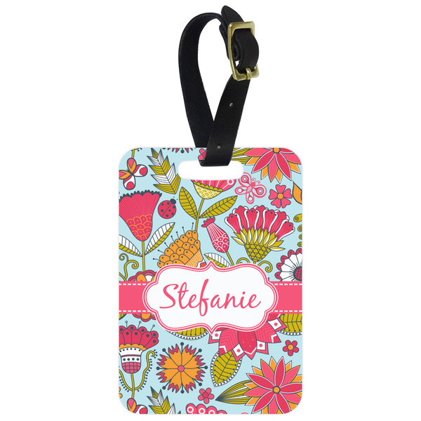 Custom Wild Flowers Metal Luggage Tag w/ Name or Text