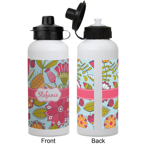 Wild Flowers Aluminum Water Bottle - White APPROVAL