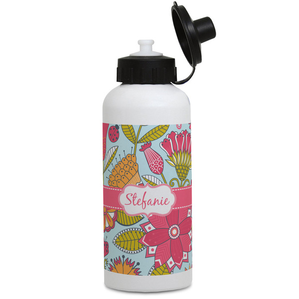 Custom Wild Flowers Water Bottles - Aluminum - 20 oz - White (Personalized)