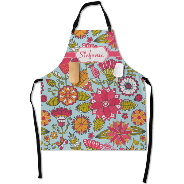 Custom Wild Flowers Apron With Pockets w/ Name or Text