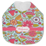 Wild Flowers Jersey Knit Baby Bib w/ Name or Text