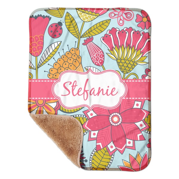 Custom Wild Flowers Sherpa Baby Blanket - 30" x 40" w/ Name or Text