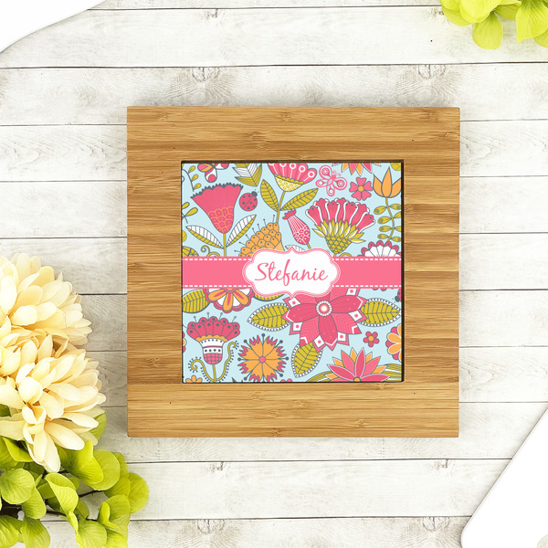 Wild Flowers Bamboo Trivet with 6" Tile - LIFESTYLE