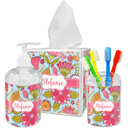 Wild Flowers Acrylic Bathroom Accessories Set w/ Name or Text