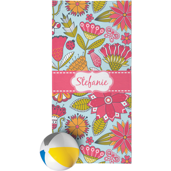 Custom Wild Flowers Beach Towel (Personalized)