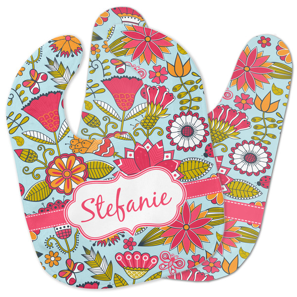 Custom Wild Flowers Baby Bib w/ Name or Text