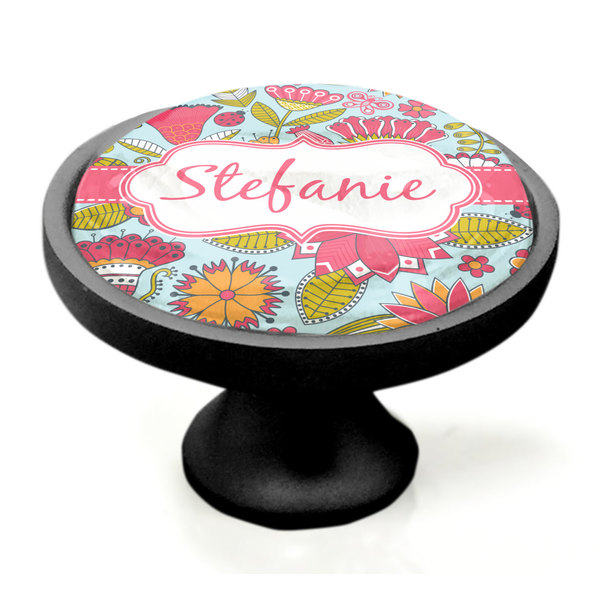 Wild Flowers Black Custom Cabinet Knob (Side)