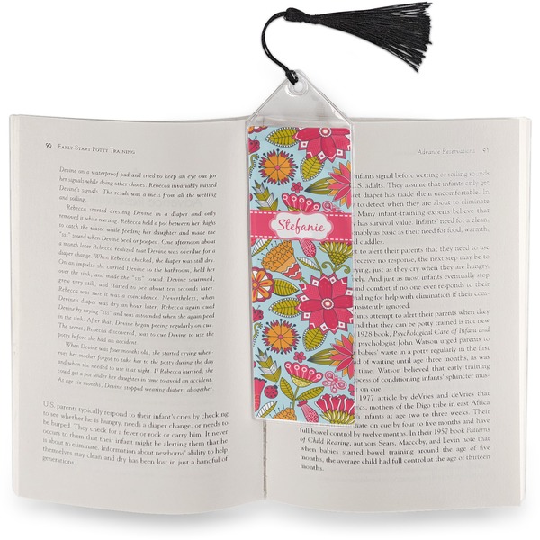 Wild Flowers Bookmark with tassel - In book