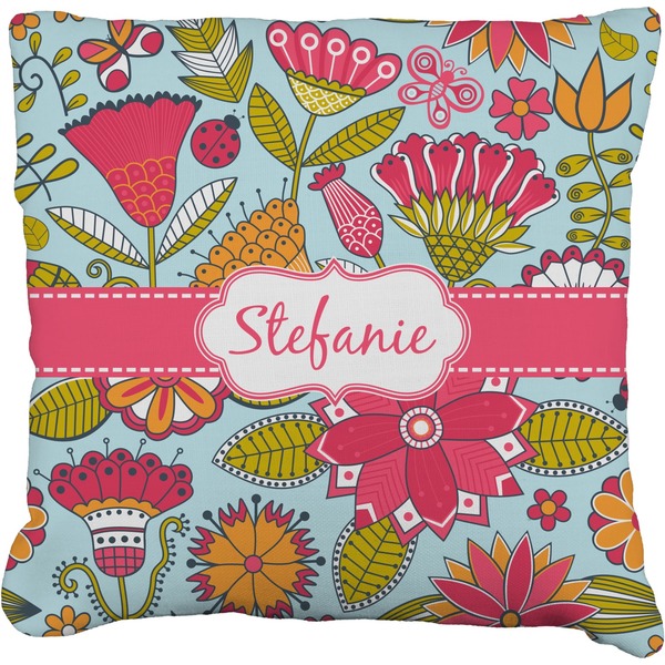 Custom Wild Flowers Faux-Linen Throw Pillow 18" (Personalized)