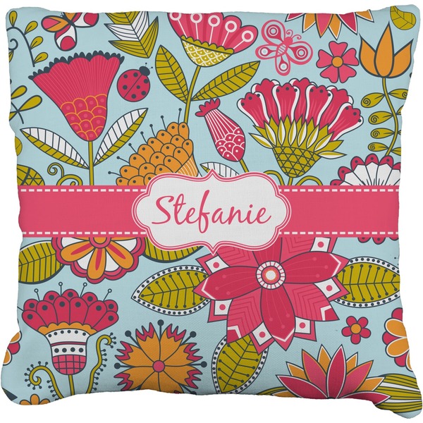 Custom Wild Flowers Faux-Linen Throw Pillow 20" (Personalized)