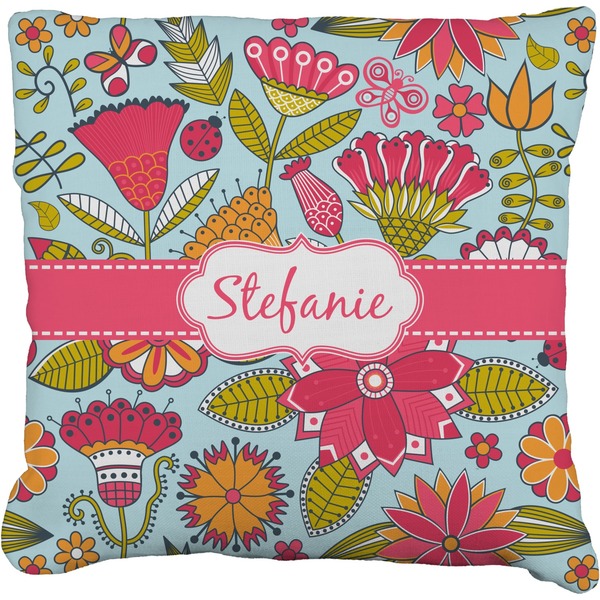 Custom Wild Flowers Faux-Linen Throw Pillow (Personalized)