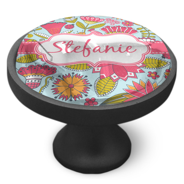Wild Flowers Cabinet Knob - Black - Side