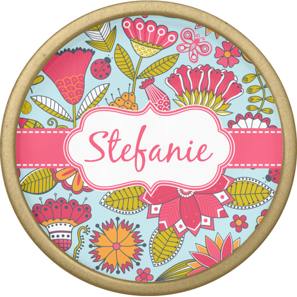 Wild Flowers Cabinet Knob - Gold - Front