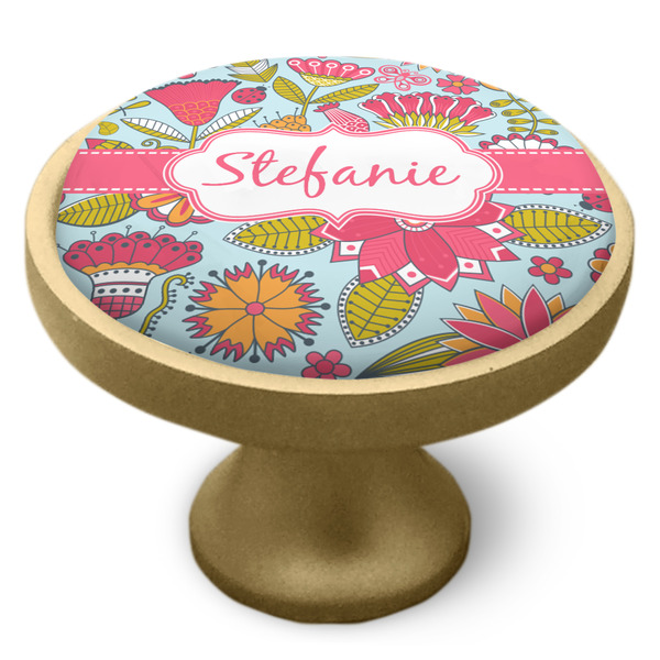 Wild Flowers Cabinet Knob - Gold - Side