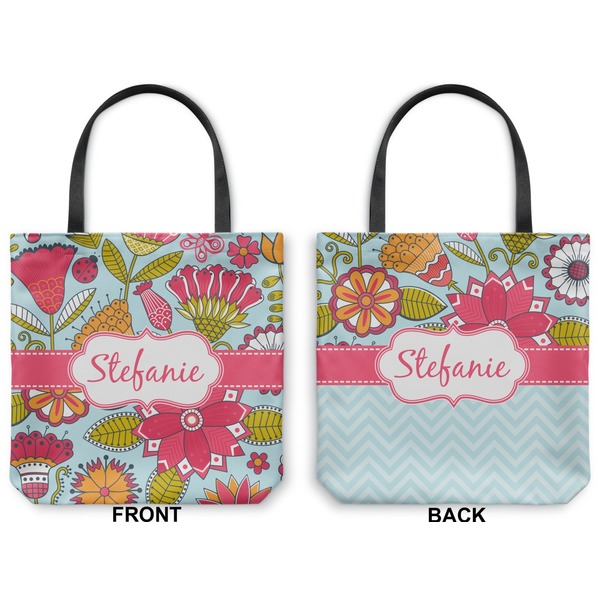 Wild Flowers Canvas Tote - Front and Back