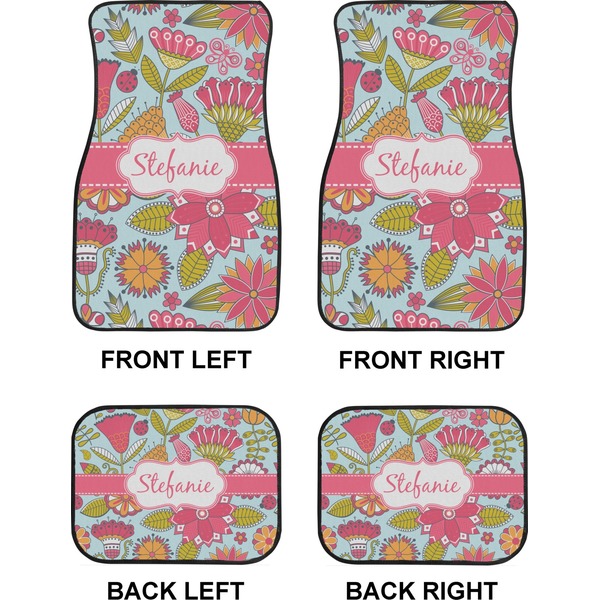 Wild Flowers Car Floor Mats Set (2F + 2B)