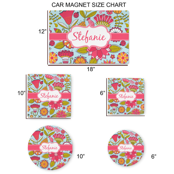 Wild Flowers Car Magnets - SIZE CHART
