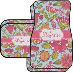 Wild Flowers Car Floor Mats Set - 2 Front & 2 Back (Personalized)