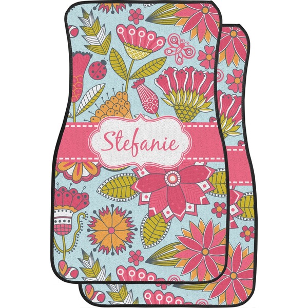 Custom Wild Flowers Car Floor Mats (Front Seat) (Personalized)