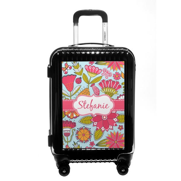 Custom Wild Flowers Carry On Hard Shell Suitcase (Personalized)
