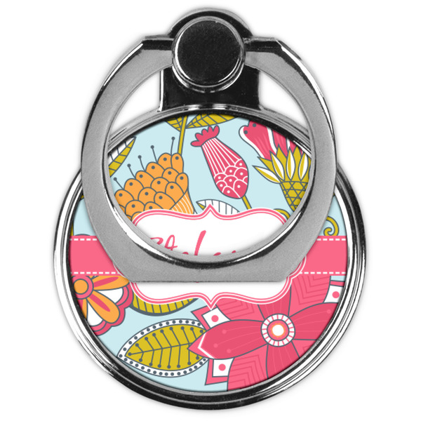 Wild Flowers Cell Phone Ring Stand & Holder - Front (Collapsed)
