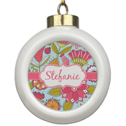 Wild Flowers Ceramic Ball Ornament (Personalized)