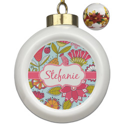Wild Flowers Ceramic Ball Ornaments - Poinsettia Garland (Personalized)