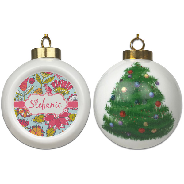 Wild Flowers Ceramic Christmas Ornament - X-Mas Tree (APPROVAL)