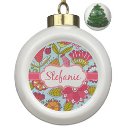 Wild Flowers Ceramic Ball Ornament - Christmas Tree (Personalized)
